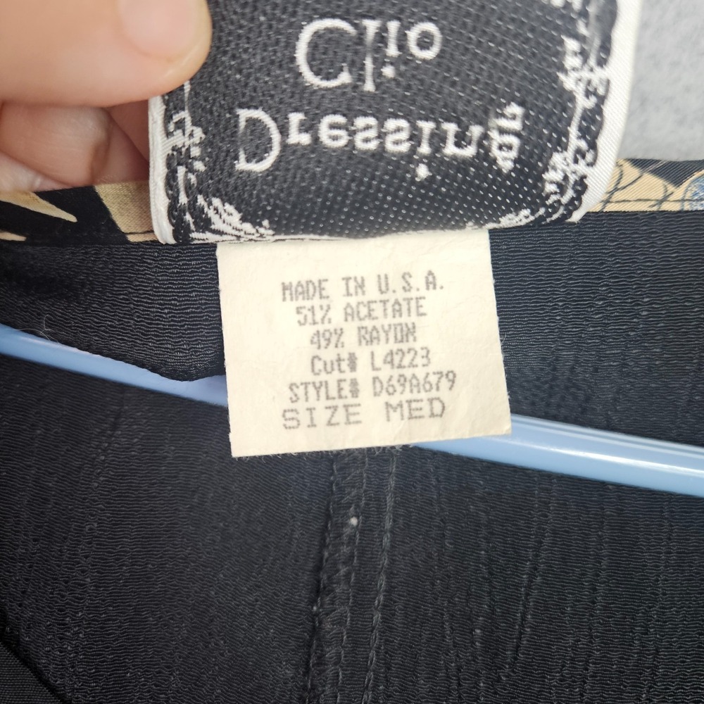Dressing Clio Vintage Black Maxi Dress Women's Sz Medium Sleeveless Floral Trim - Picture 11 of 13